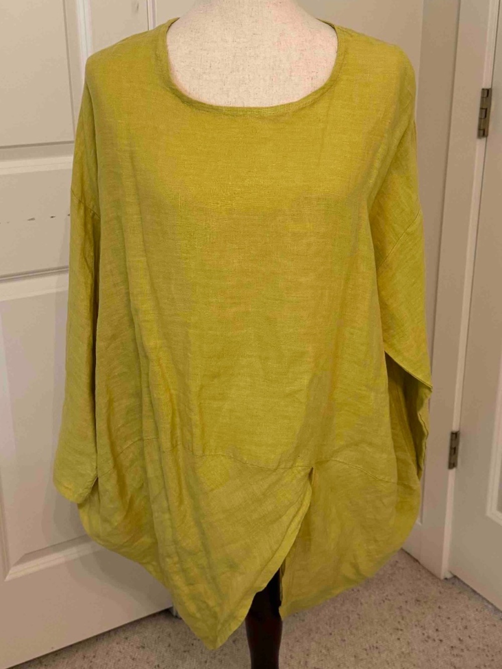 Saga Cute Quirly/Artsy Lime Linen Tunic Sz L